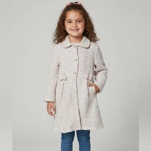 🎀EUC Girls Pastel Multicolor Tweed Princess Coat w/ Bow Accents